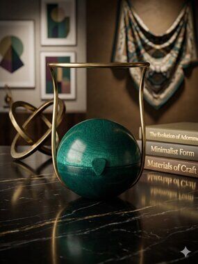 Emerald Green Sphere Clutch with Gold Frame Handle | Statement Evening Bag
